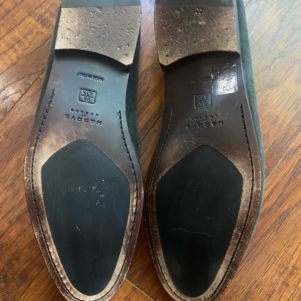 Harry's of London suede loafers size 9.5 / 43.5 green slip on men's loafers - Picture 6 of 12